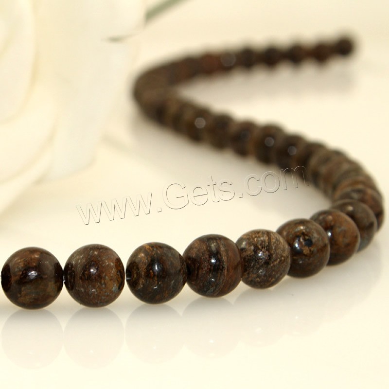 Bronzite Stone Beads, Round, natural, different size for choice, Hole:Approx 1mm, Length:Approx 15 Inch, Sold By Strand
