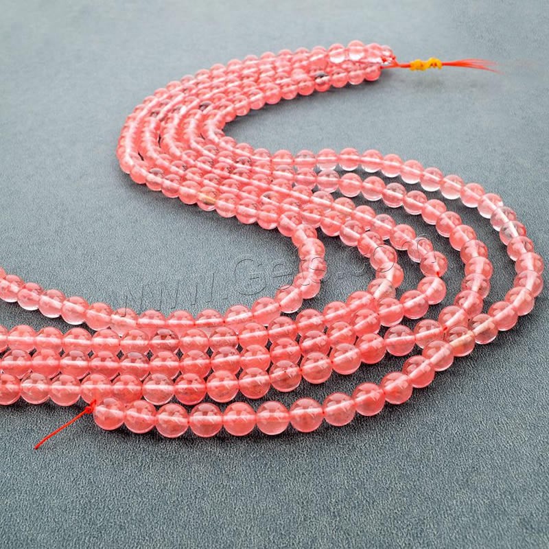 Cherry Quartz Bead, Round, natural, different size for choice, Hole:Approx 1mm, Length:Approx 15 Inch, Sold By Strand