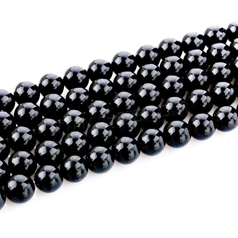 Negro obsidiana granos, Obsidiana Negra, Esférico, natural, diverso tamaño para la opción, agujero:aproximado 1mm, longitud:aproximado 15 Inch, Vendido por Sarta