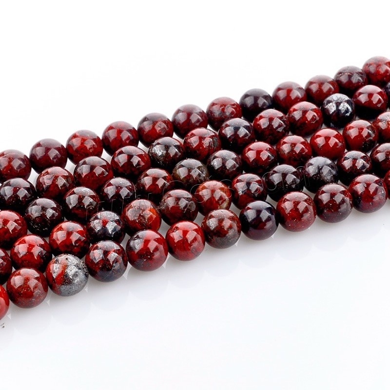 Jaspis Brekzien Perlen, Jaspis Brecciated, rund, natürlich, verschiedene Größen vorhanden, Bohrung:ca. 1mm, Länge:ca. 15 ZollInch, verkauft von Strang