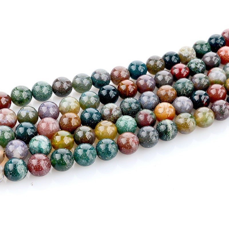 Natürliche Indian Achat Perlen, Indischer Achat, rund, verschiedene Größen vorhanden, Bohrung:ca. 1mm, Länge:ca. 15 ZollInch, verkauft von Strang