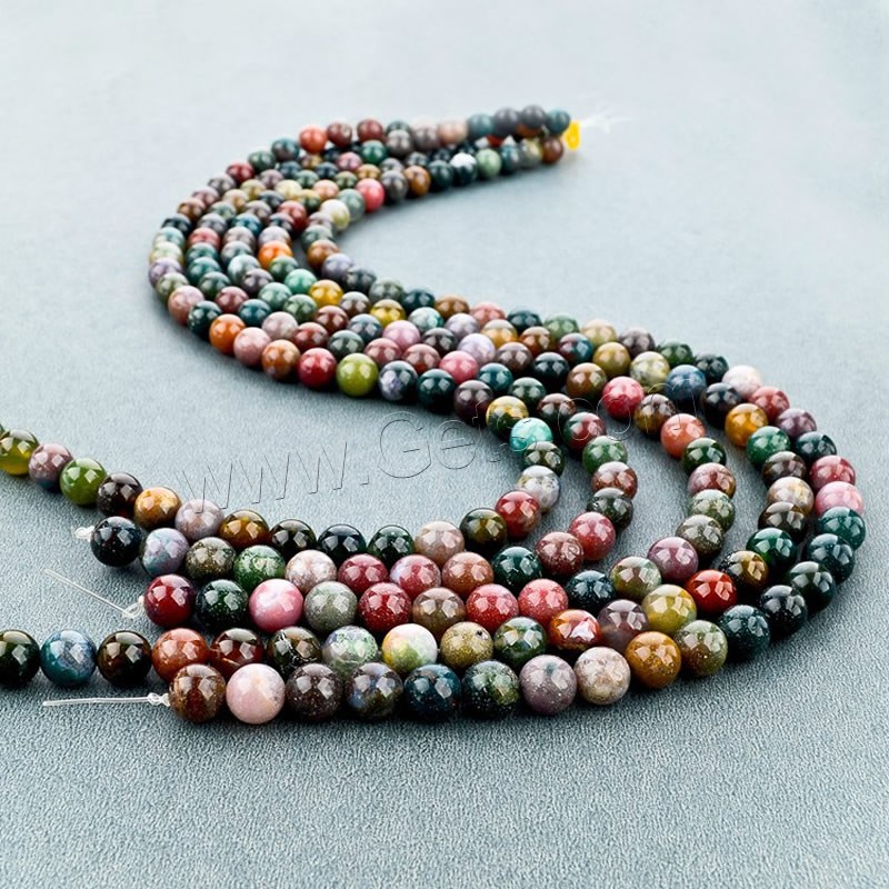 Natürliche Indian Achat Perlen, Indischer Achat, rund, verschiedene Größen vorhanden, Bohrung:ca. 1mm, Länge:ca. 15 ZollInch, verkauft von Strang