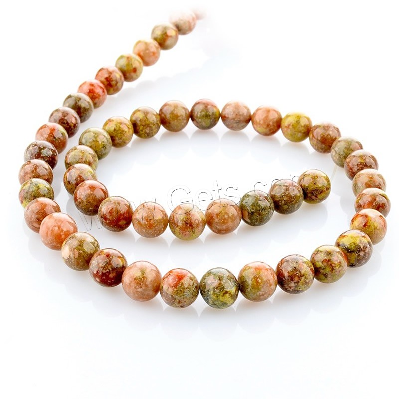 Unakite Beads, Round, natural, different size for choice, Hole:Approx 1mm, Length:Approx 15 Inch, Sold By Strand