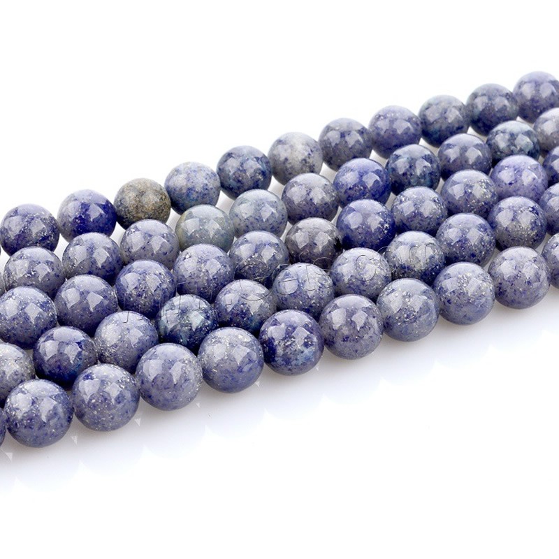 perles de disthène bleu, aventurine bleue, Rond, naturel, normes différentes pour le choix, Trou:Environ 1mm, Longueur:Environ 15 pouce, Vendu par brin