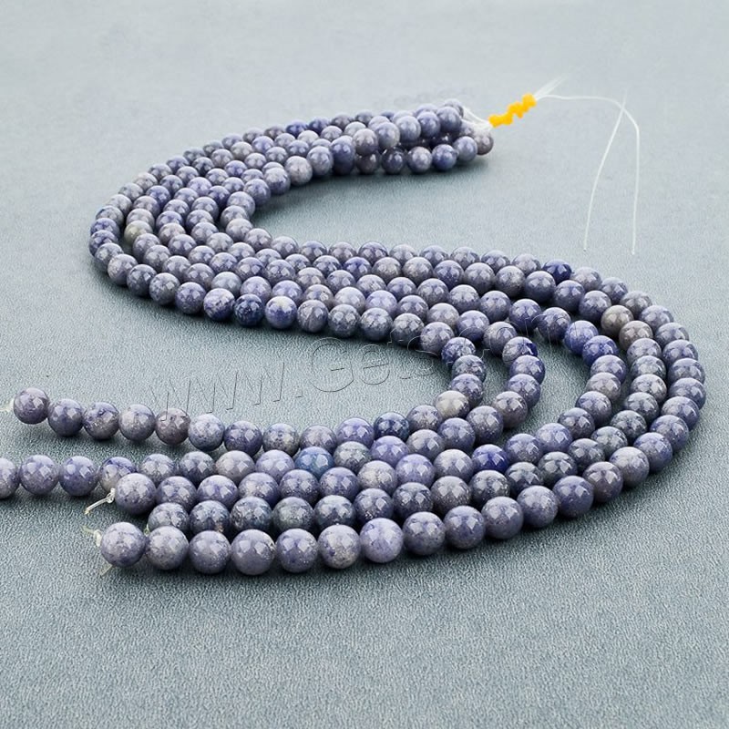 Natürliche Kyanit Perlen, Blauer Aventurin, rund, verschiedene Größen vorhanden, Bohrung:ca. 1mm, Länge:ca. 15 ZollInch, verkauft von Strang