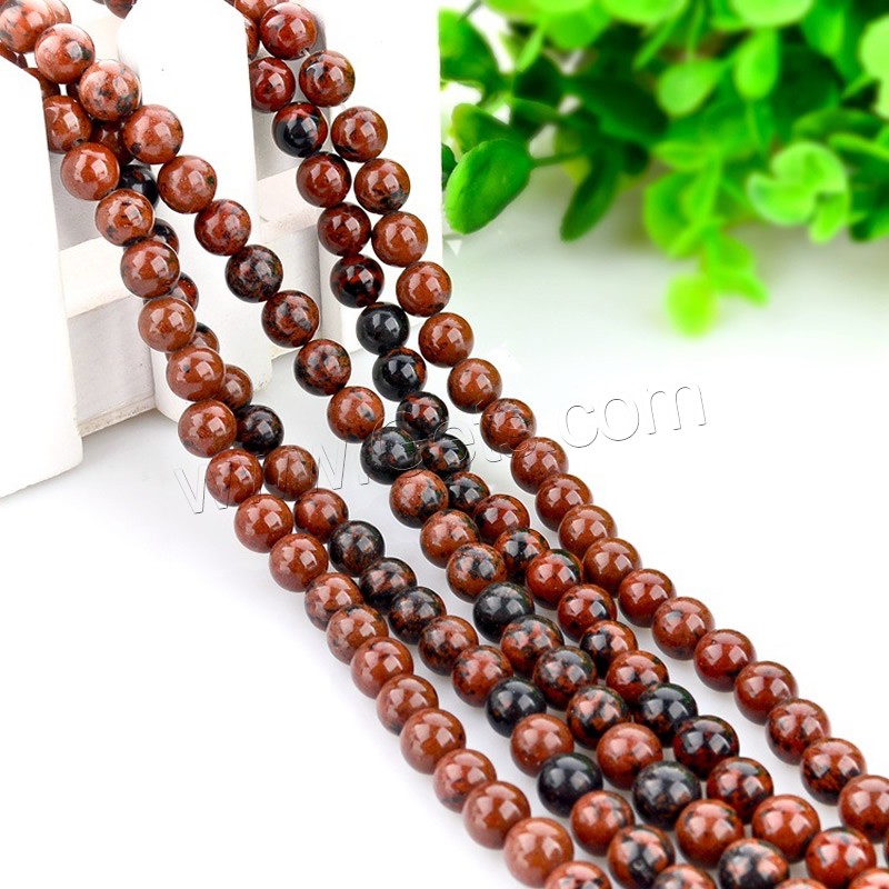 Mahogany Obsidian Bead, Round, natural, different size for choice, Hole:Approx 1mm, Length:Approx 15 Inch, Sold By Strand