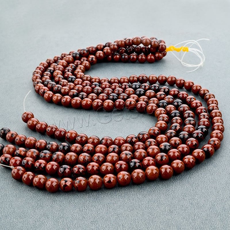 Бусины из камня махагон-обсидиан, коричневато-красный обсоди, Круглая, натуральный, разный размер для выбора, отверстие:Приблизительно 1mm, длина:Приблизительно 15 дюймовый, продается Strand