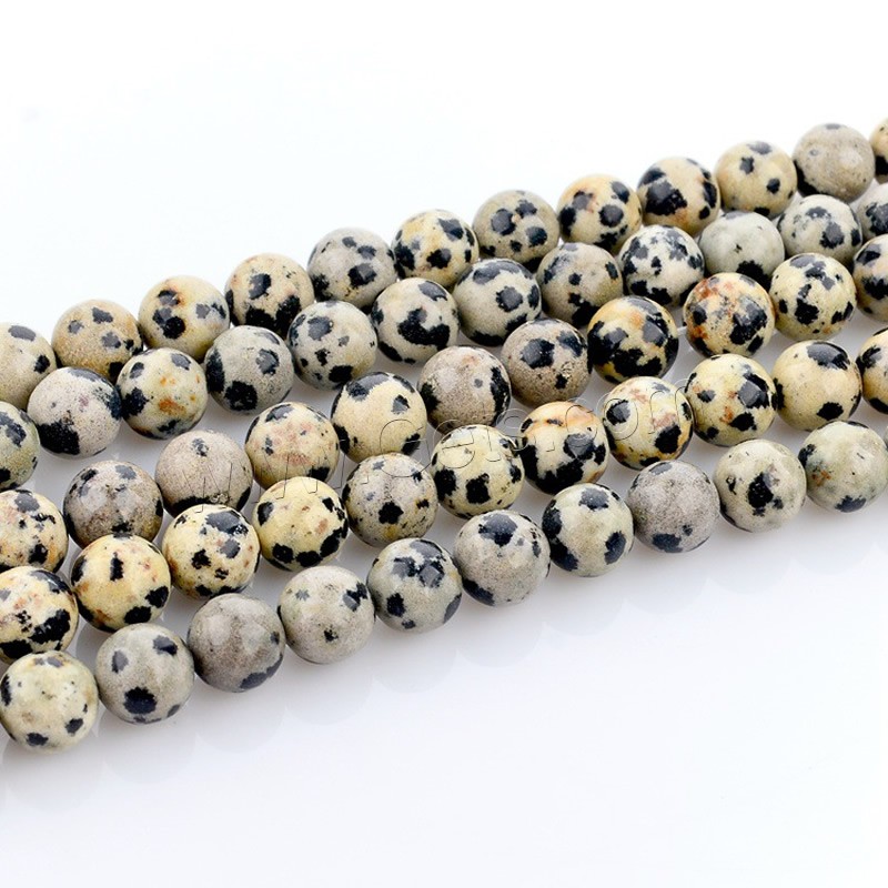 Dalmatian Beads, Round, natural, different size for choice, Hole:Approx 1mm, Length:Approx 15 Inch, Sold By Strand
