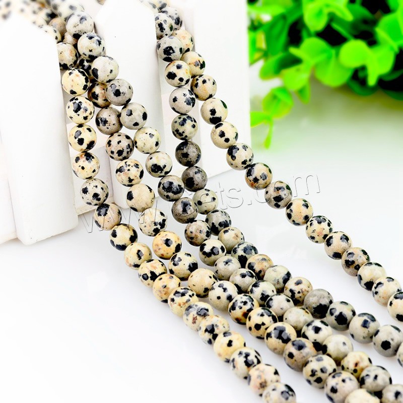 Dalmatian Beads, Round, natural, different size for choice, Hole:Approx 1mm, Length:Approx 15 Inch, Sold By Strand