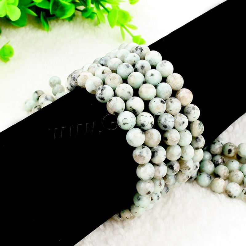 Amazonit Perlen, rund, natürlich, verschiedene Größen vorhanden, Bohrung:ca. 1mm, Länge:ca. 15 ZollInch, verkauft von Strang