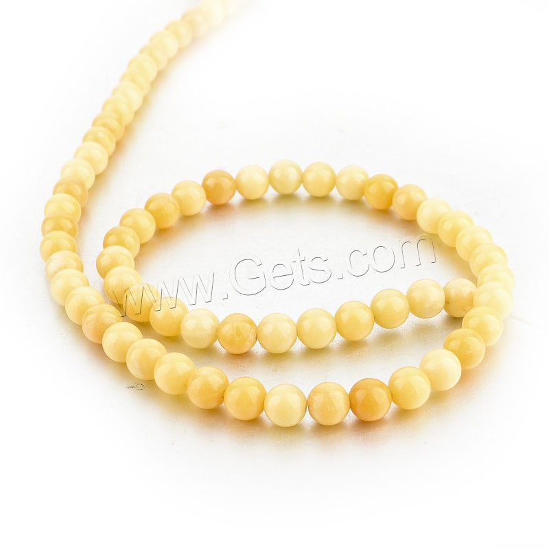 Jade Yellow Bead, Round, natural, different size for choice, Hole:Approx 1mm, Length:Approx 15 Inch, Sold By Strand