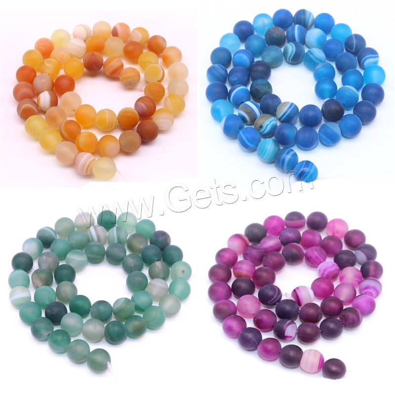Lace Agate Beads, Round, different size for choice & frosted, more colors for choice, Hole:Approx 1mm, Length:Approx 15 Inch, Sold By Strand