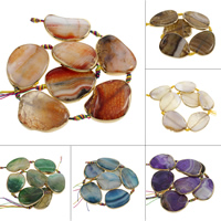Lace Agate Beads, with Nylon Cord & Zinc Alloy, gold color plated - Approx 2mm Approx 15 Inch, Approx 