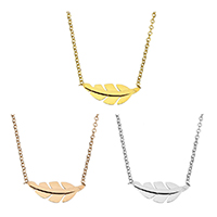 Stainless Steel Jewelry Necklace, Leaf, plated, oval chain & for woman 1.2mm Approx 17 Inch 