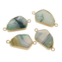 Lace Agate Connector, with Zinc Alloy, gold color plated, 1/1 loop, mixed colors Approx 2mm 