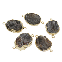 Natural Agate Druzy Connector, Ice Quartz Agate, with Zinc Alloy, gold color plated, druzy style & 1/1 loop - Approx 2mm 