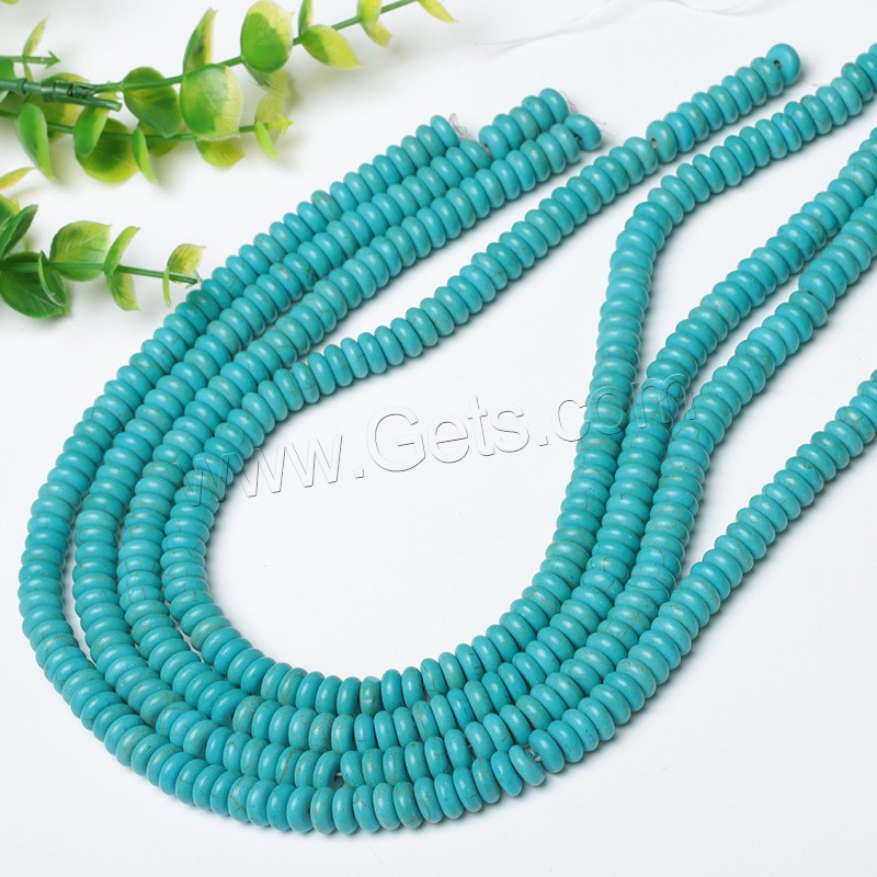 Synthetische Türkis Perlen, Rondell, verschiedene Größen vorhanden, Bohrung:ca. 1mm, Länge:ca. 15 ZollInch, verkauft von Strang