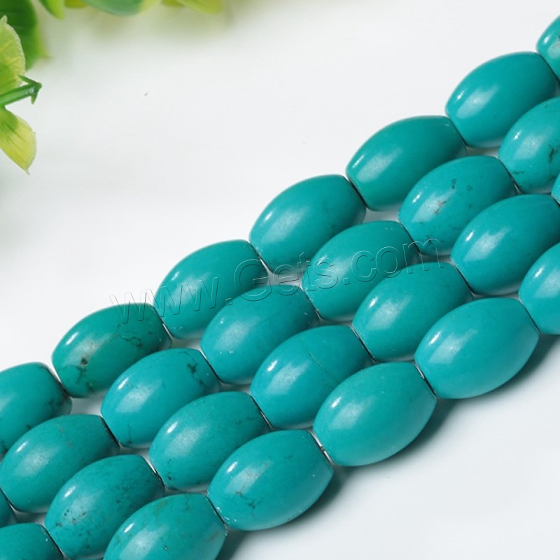 Synthetische Türkis Perlen, Trommel, Bohrung:ca. 1mm, Länge:ca. 15 ZollInch, verkauft von Strang