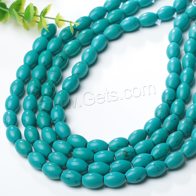 Synthetische Türkis Perlen, Trommel, Bohrung:ca. 1mm, Länge:ca. 15 ZollInch, verkauft von Strang