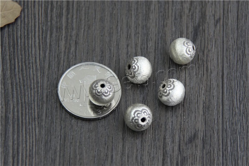 Abalorios de Plata Bali, Tailandia, Esférico, diverso tamaño para la opción & cepillado, agujero:aproximado 1.6mm, Vendido por UD