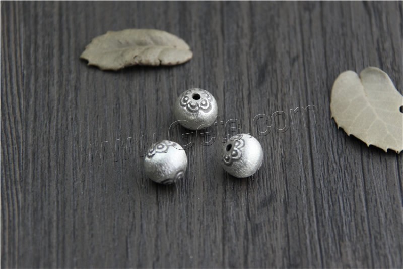 Abalorios de Plata Bali, Tailandia, Esférico, diverso tamaño para la opción & cepillado, agujero:aproximado 1.6mm, Vendido por UD