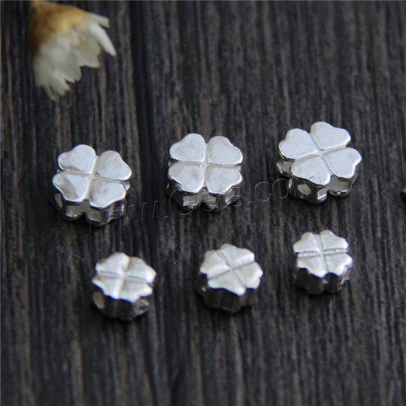 Sterling Silver Beads, 925 Sterling Silver, Four Leaf Clover, different size for choice, Sold By PC