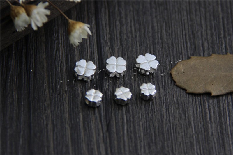 Sterling Silver Beads, 925 Sterling Silver, Four Leaf Clover, different size for choice, Sold By PC