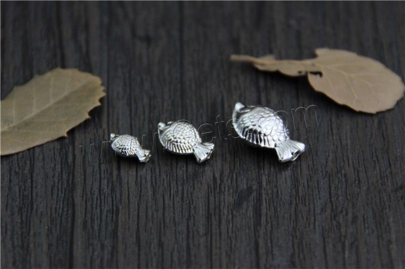 Стерлингового серебра животных из бисера, Серебро 925 пробы, Рыба, разный размер для выбора, продается PC