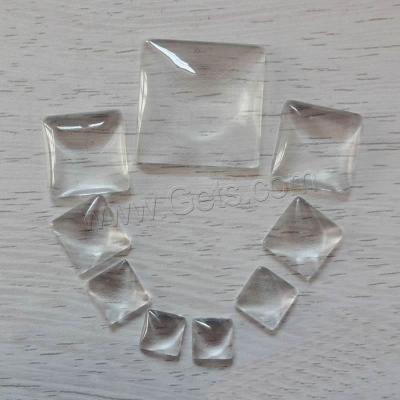 Transparent Glass Cabochon, Square, different size for choice & flat back, Sold By Bag