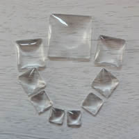 Transparent Glass Cabochon, Square & flat back 