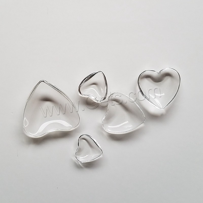 Lichtdurchlässig Glas Cabochon , Herz, verschiedene Größen vorhanden & flache Rückseite, verkauft von Tasche