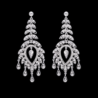 Zinc Alloy Rhinestone Drop Earring, stainless steel post pin, platinum color plated, with rhinestone, lead & cadmium free 