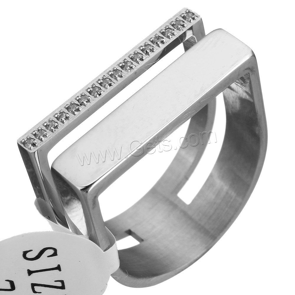 Cubic Zirconia Stainless Steel Finger Ring, plated, different size for choice & micro pave cubic zirconia & for woman, more colors for choice, 9mm, Sold By PC