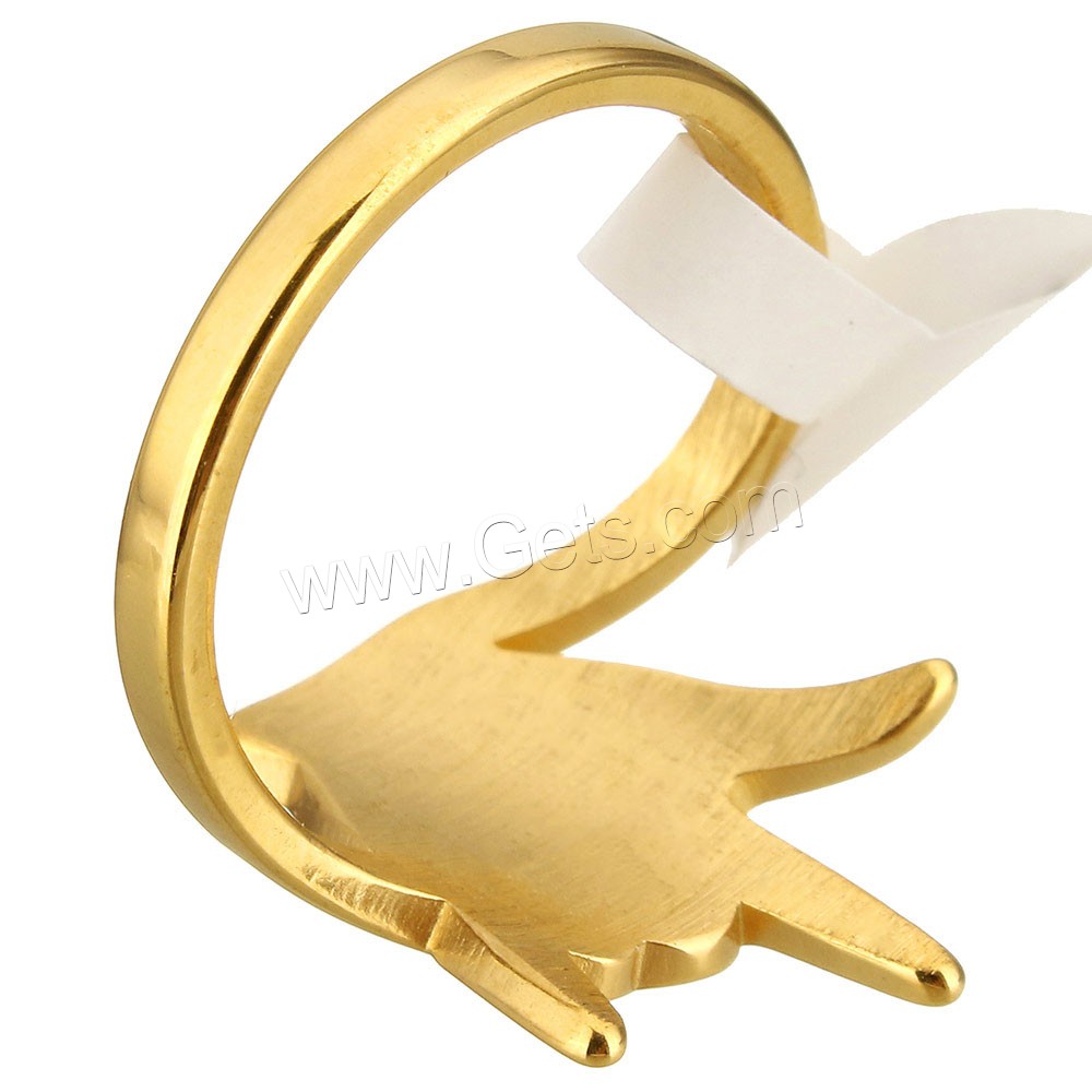 Stainless Steel Finger Ring, Hand, plated, different size for choice, more colors for choice, 18mm, Sold By PC