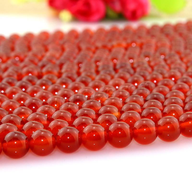 Natural Red Agate Beads, Round, different size for choice, Length:Approx 15.5 Inch, Sold By Strand