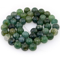 Perles en pierre d'agate mousse naturelle, Rond, normes différentes pour le choix Environ 15.5 pouce, Vendu par brin
