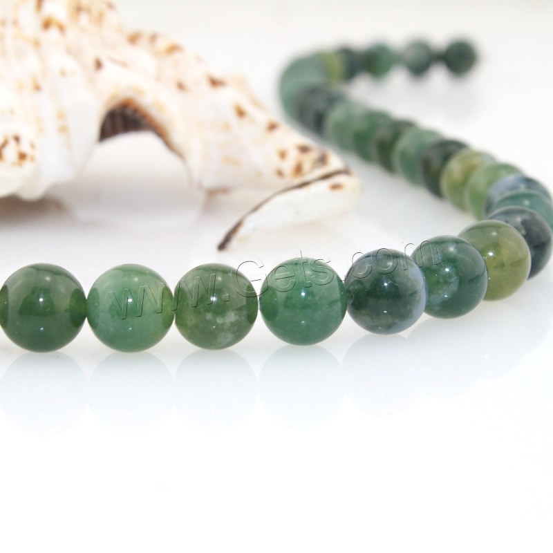 Natürliche Moosachat Perlen, Moos Achat, rund, verschiedene Größen vorhanden, Länge:ca. 15.5 ZollInch, verkauft von Strang