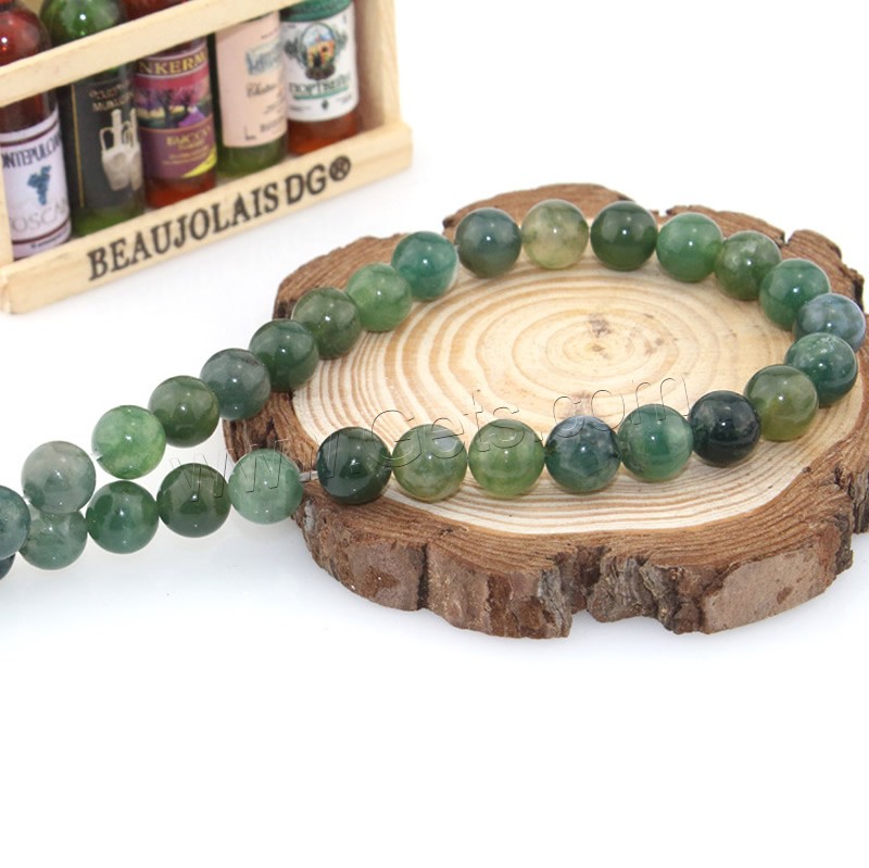 Natural Moss Agate Beads, Round, different size for choice, Length:Approx 15.5 Inch, Sold By Strand