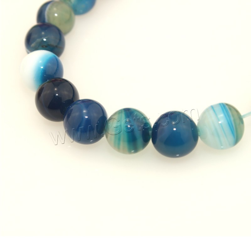 Natürliche Streifen Achat Perlen, rund, verschiedene Größen vorhanden, blau, Länge:ca. 15.5 ZollInch, verkauft von Strang