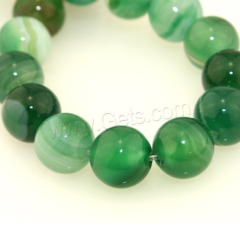 Natürliche Streifen Achat Perlen, rund, verschiedene Größen vorhanden, grün, Länge:ca. 15.5 ZollInch, verkauft von Strang