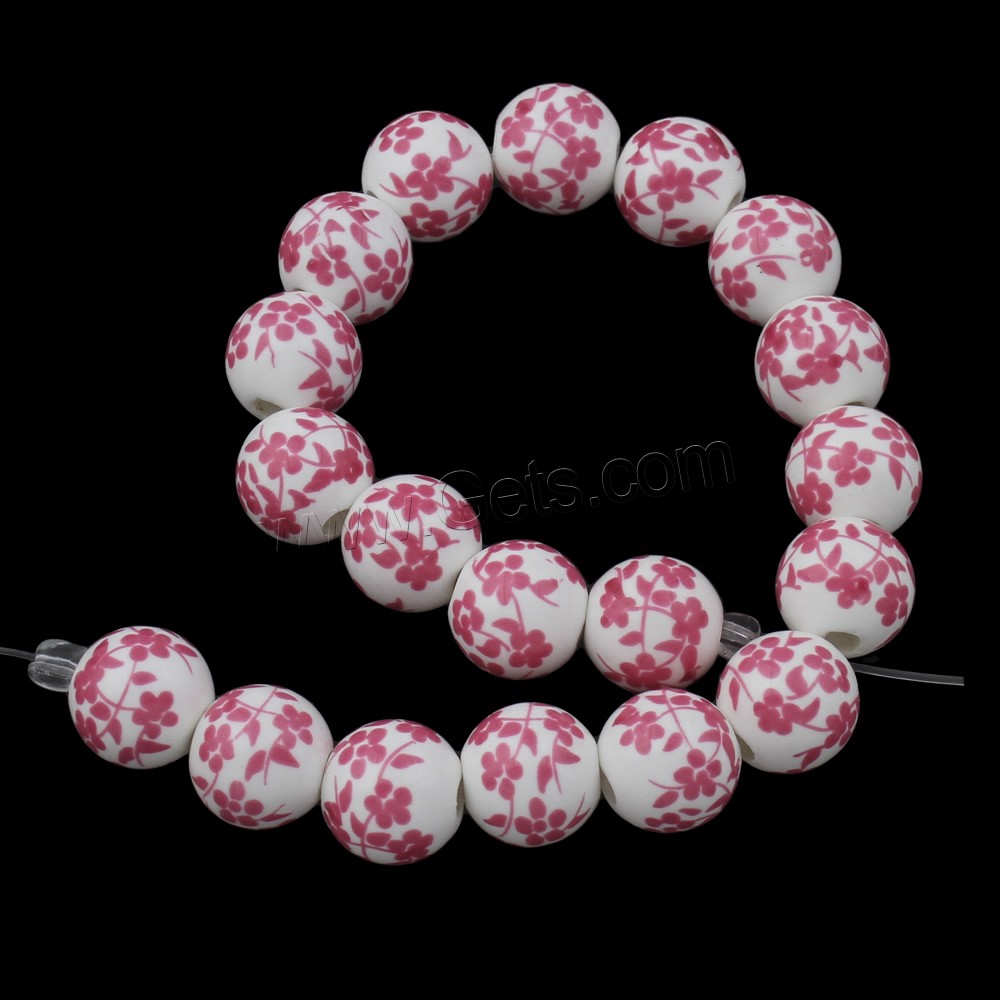 Printing Porcelain Beads, Round, different size for choice, more colors for choice, Hole:Approx 2mm, 100PCs/Bag, Sold By Bag