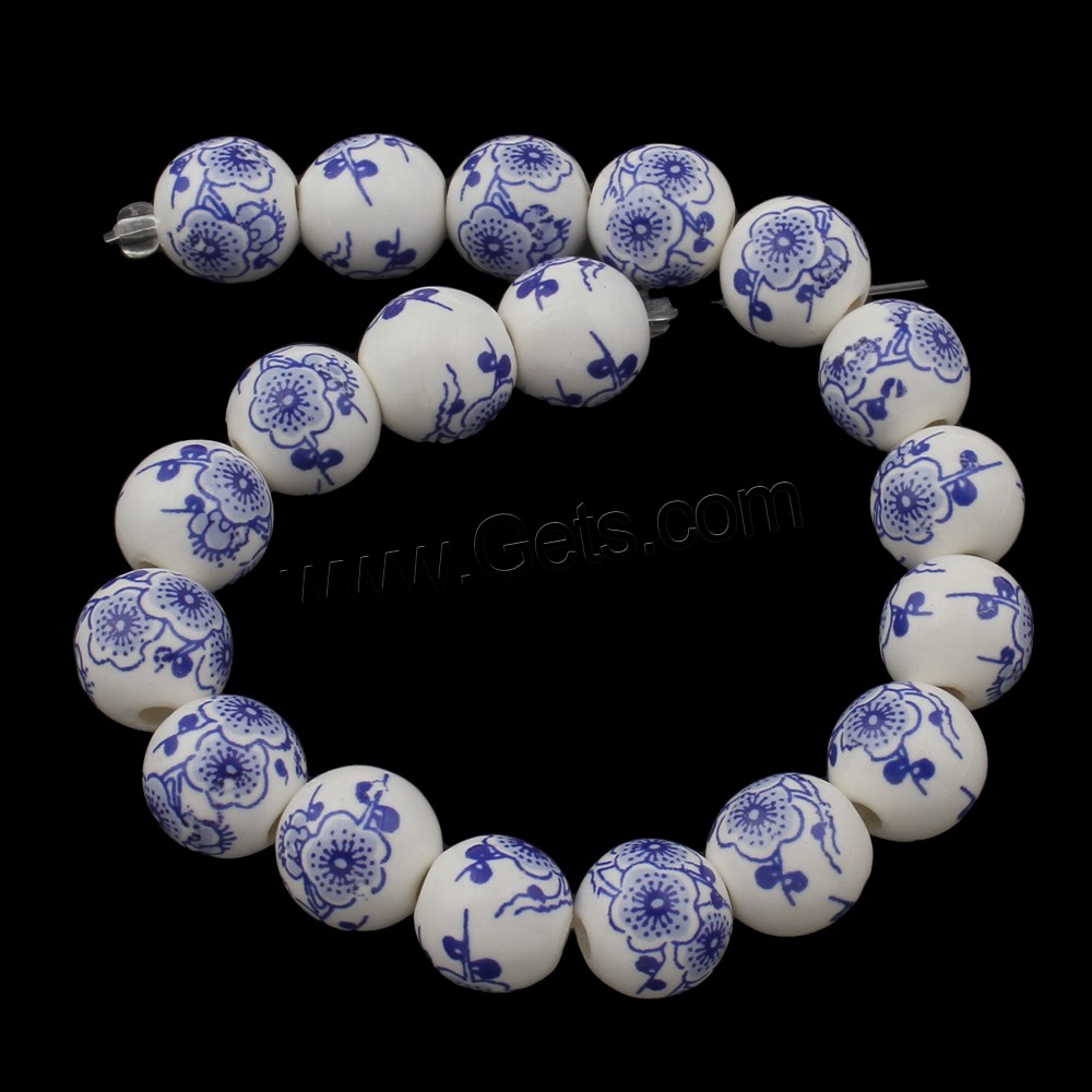Kunstdruck Porzellan Perlen, rund, verschiedene Größen vorhanden, keine, Bohrung:ca. 2mm, 100PCs/Tasche, verkauft von Tasche