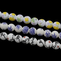 Kunstdruck Porzellan Perlen, rund, verschiedene Größen vorhanden, keine, Bohrung:ca. 2mm, 100PCs/Tasche, verkauft von Tasche[