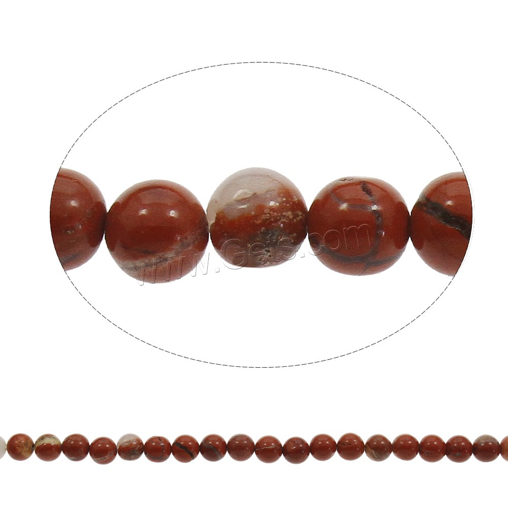 Rote Jaspis Perle, Roter Jaspis, rund, verschiedene Größen vorhanden, Bohrung:ca. 1mm, Länge:ca. 15 ZollInch, verkauft von Strang