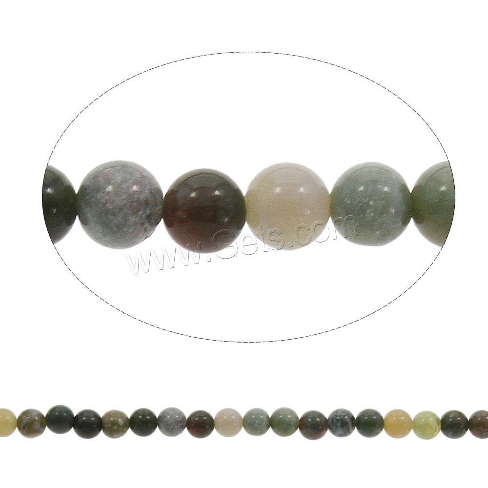Indischer Achat Perle, rund, verschiedene Größen vorhanden, Bohrung:ca. 1mm, Länge:ca. 15 ZollInch, verkauft von Strang