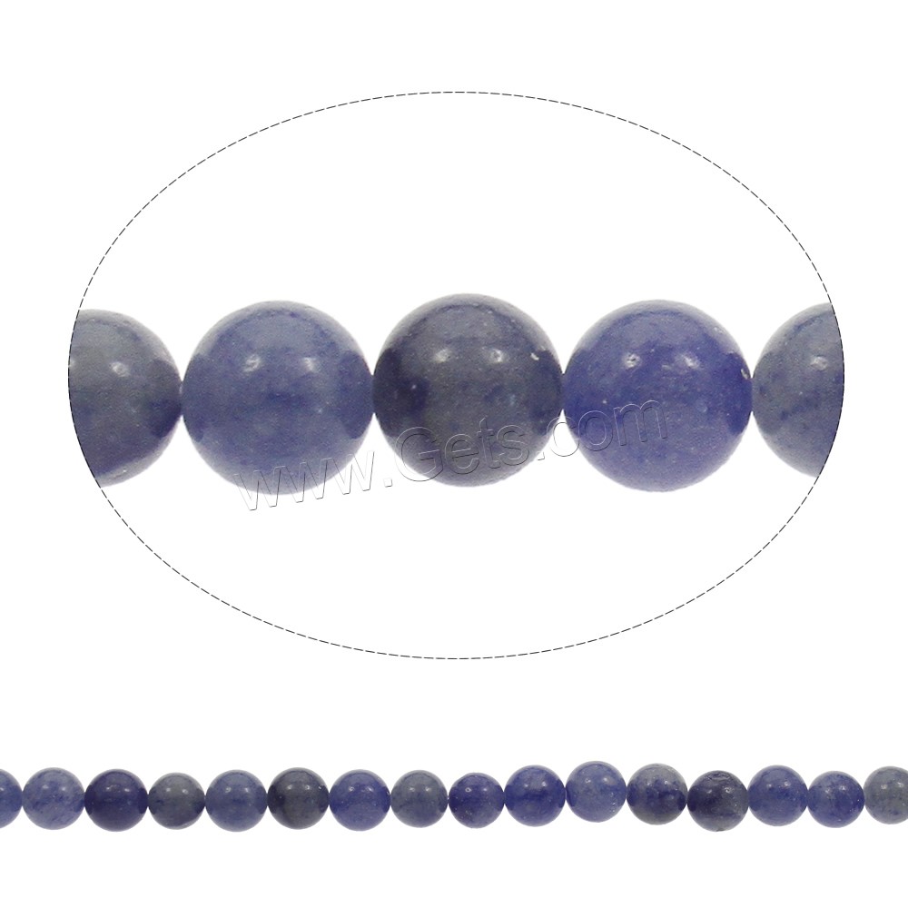 Blauer Aventurin , rund, verschiedene Größen vorhanden, Bohrung:ca. 1mm, Länge:ca. 15 ZollInch, verkauft von Strang