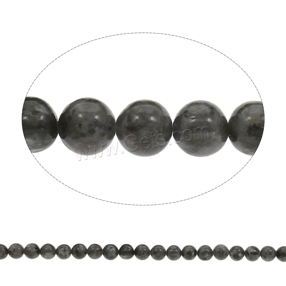 曹灰ビーズ, フラッシュ石, ラウンド形, 異なるサイズの選択, ブラック, 穴:約 1mm, 長さ:約 15 インチ, 売り手 ストランド