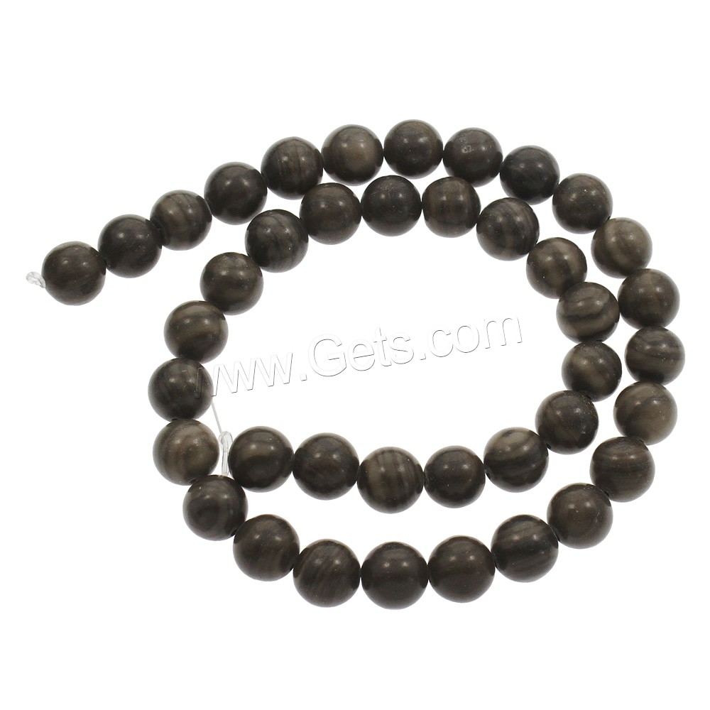 Holzmaserung Stein Perlen, Grain Stein, rund, verschiedene Größen vorhanden, schwarz, Bohrung:ca. 1mm, Länge:ca. 15 ZollInch, verkauft von Strang
