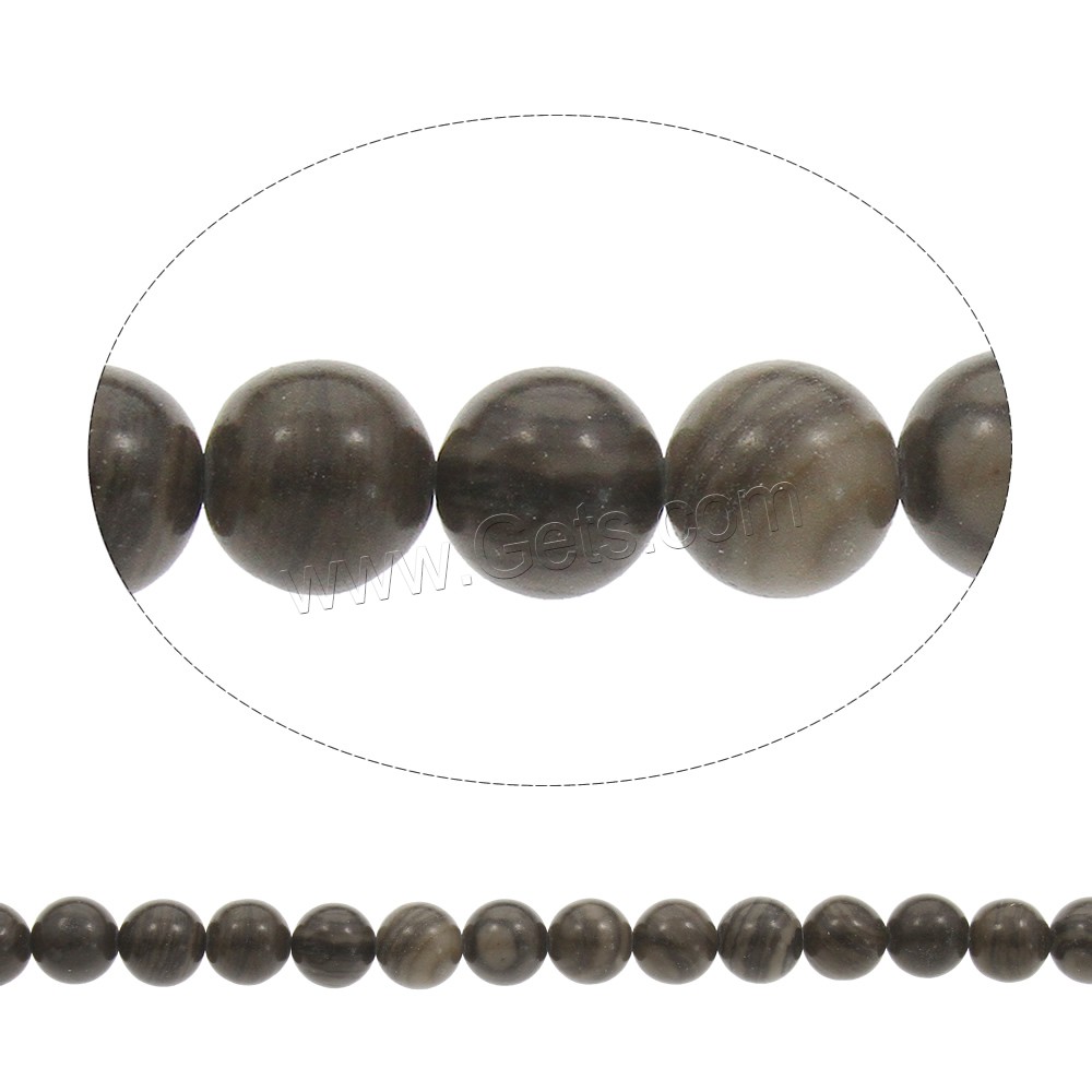 Perles de bois en pierre , pierre de grain, Rond, normes différentes pour le choix, noire, Trou:Environ 1mm, Longueur:Environ 15 pouce, Vendu par brin