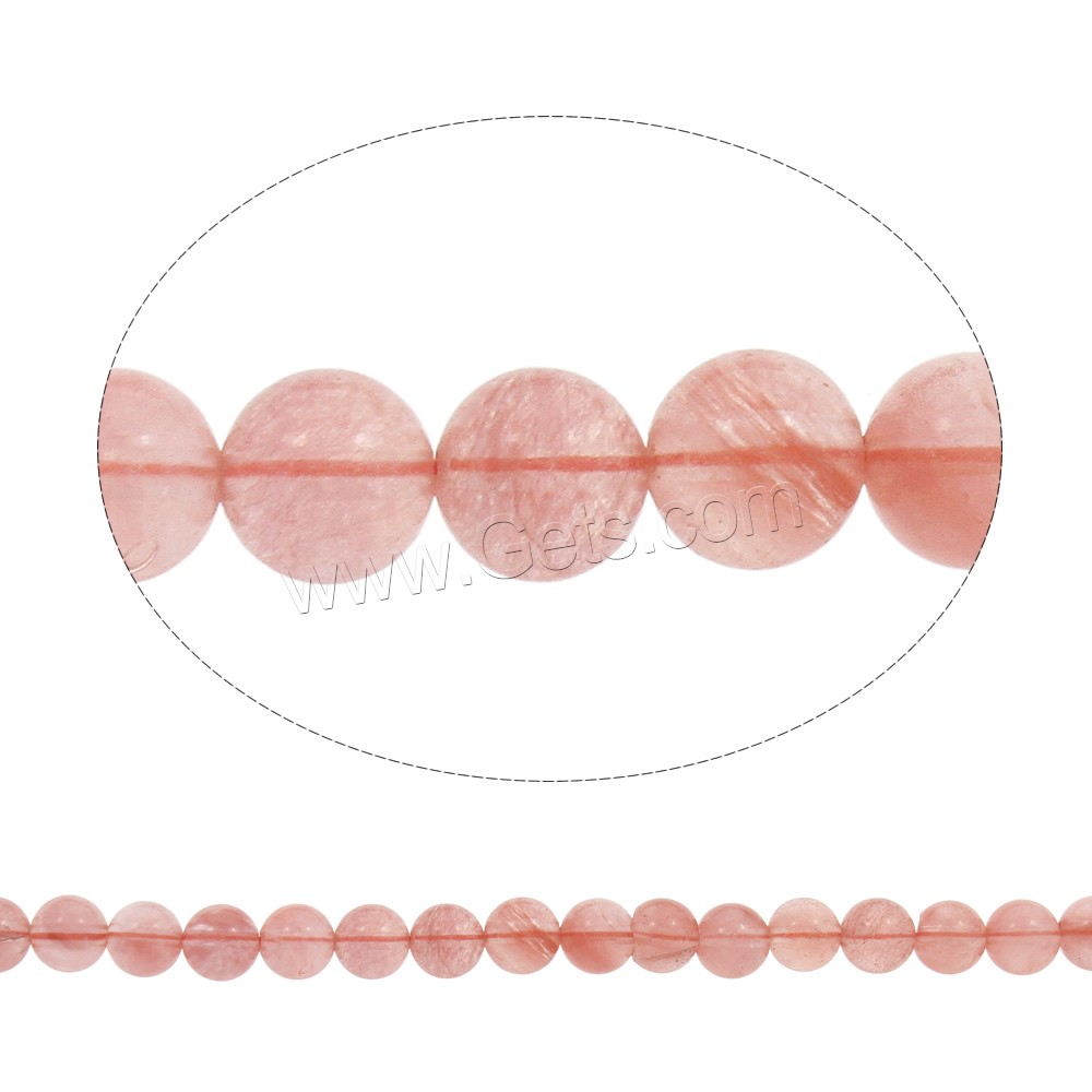 桜の水晶, チェリークオーツ, ラウンド形, 異なるサイズの選択, 穴:約 1mm, 長さ:約 15 インチ, 売り手 ストランド